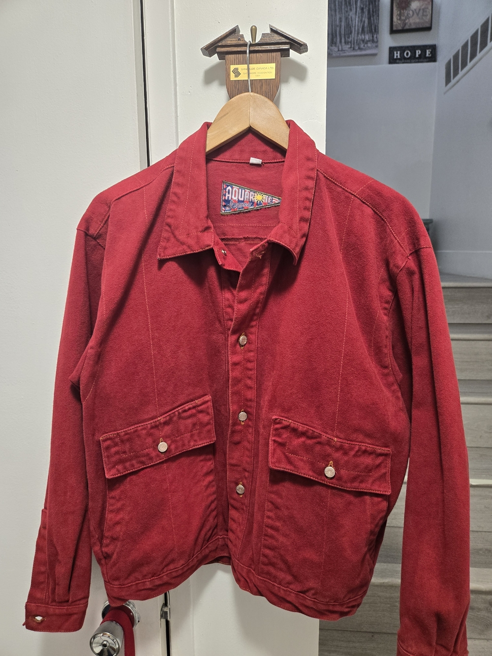 Aquarione Italian Red Men's Casual Button-Front Jacket Size M